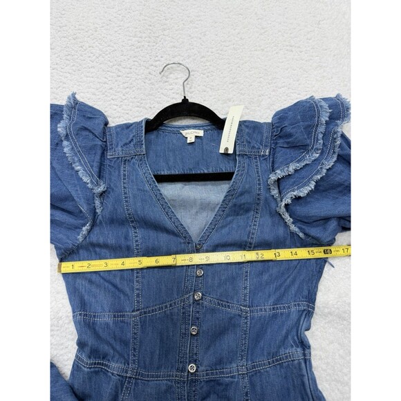 Anthropologie Pilcro Midi Shirt Dress Ruffled Cotton Retro Preppy Size XS NWT - Picture 6 of 15